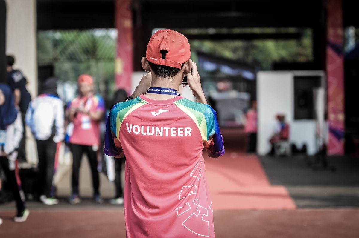 Volunteers working together on a community service project
